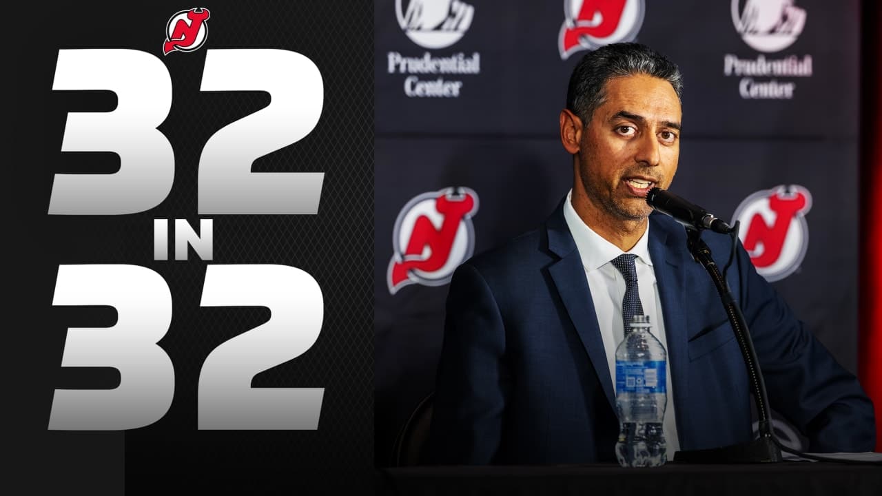 New Jersey Devils introduce General Manager Sunny Mehta at Prudential Center on April 21, 2026 in Newark, New Jersey.