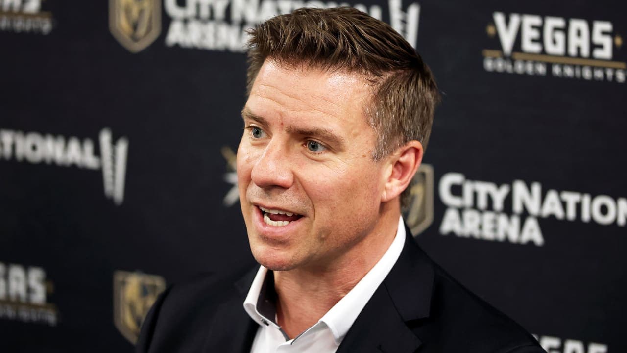 LAS VEGAS, NEVADA - JUNE 18: Ryan Craig is introduced as the new head coach of the Vegas Golden Knights during a news conference at City National Arena on June 18, 2026 in Las Vegas, Nevada. (Photo by Ethan Miller/Getty Images)