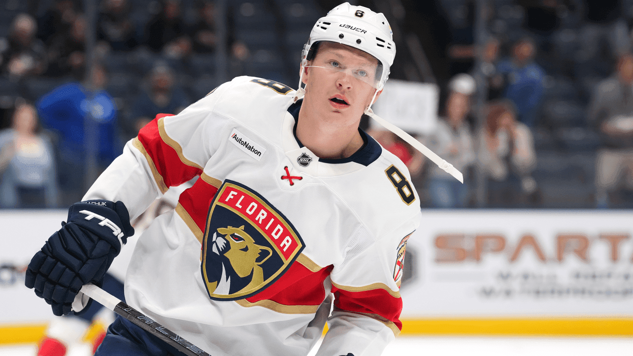 Brady Tkachuk #8 of the Florida Panthers warms up before the game against the Columbus Blue Jackets at Nationwide Arena on October 13, 2026 in Columbus, Ohio. 